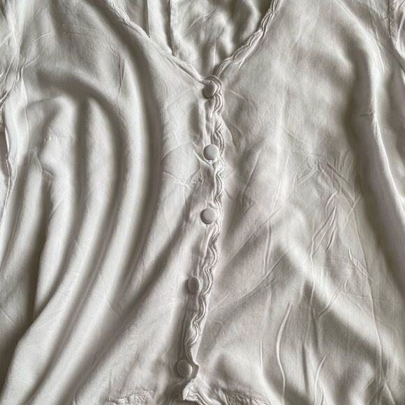 Soft Surroundings Top Button Down Dull White Womens Size Small - Picture 4 of 8